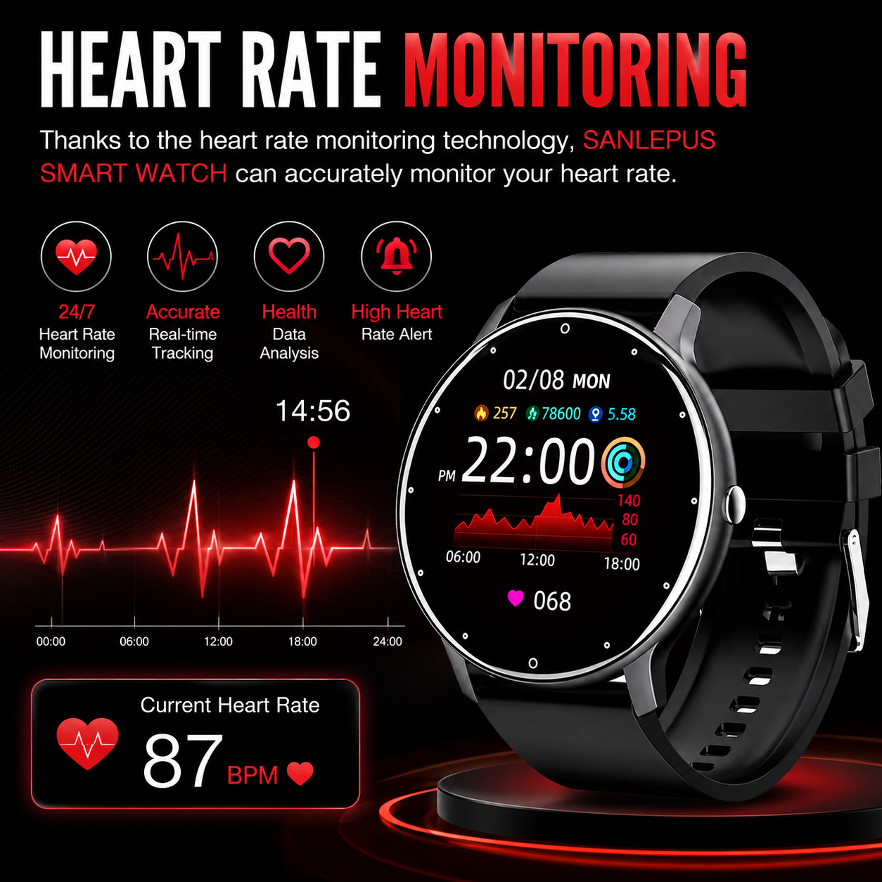 LIGE Bluetooth Smart Watch for Men & Women