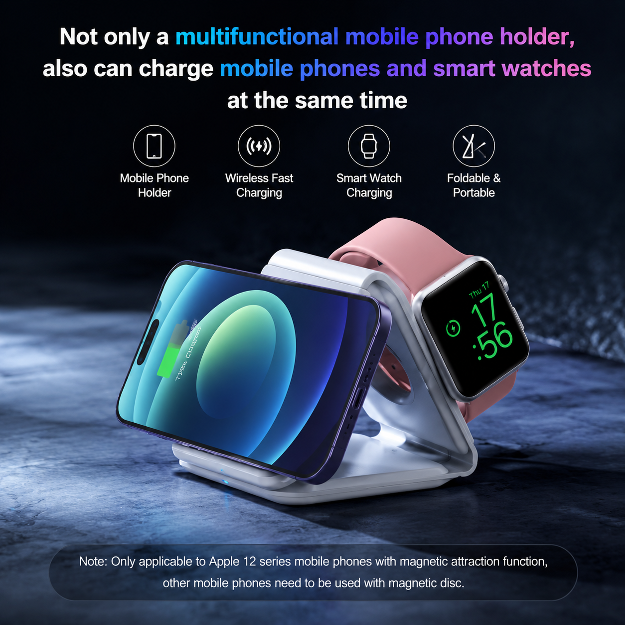 3 in 1  Wireless Charger Pad for iPhone 16 15 14 13 Pro Max Apple Watch 9 8 AirPods Chargers