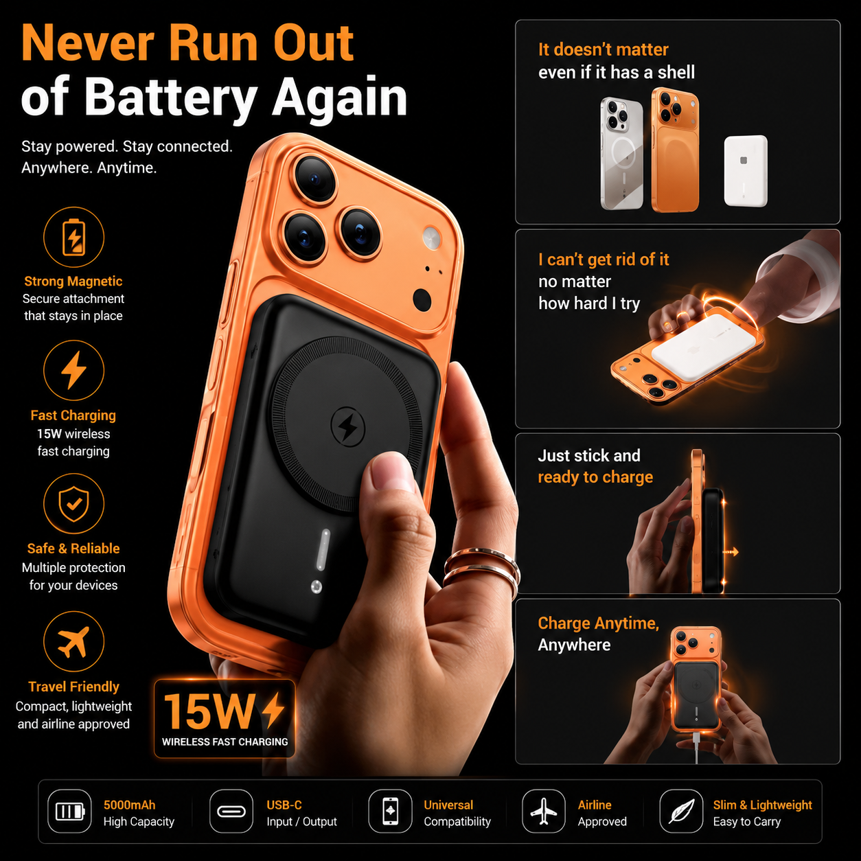Lithium polymer wireless power bank for iphone