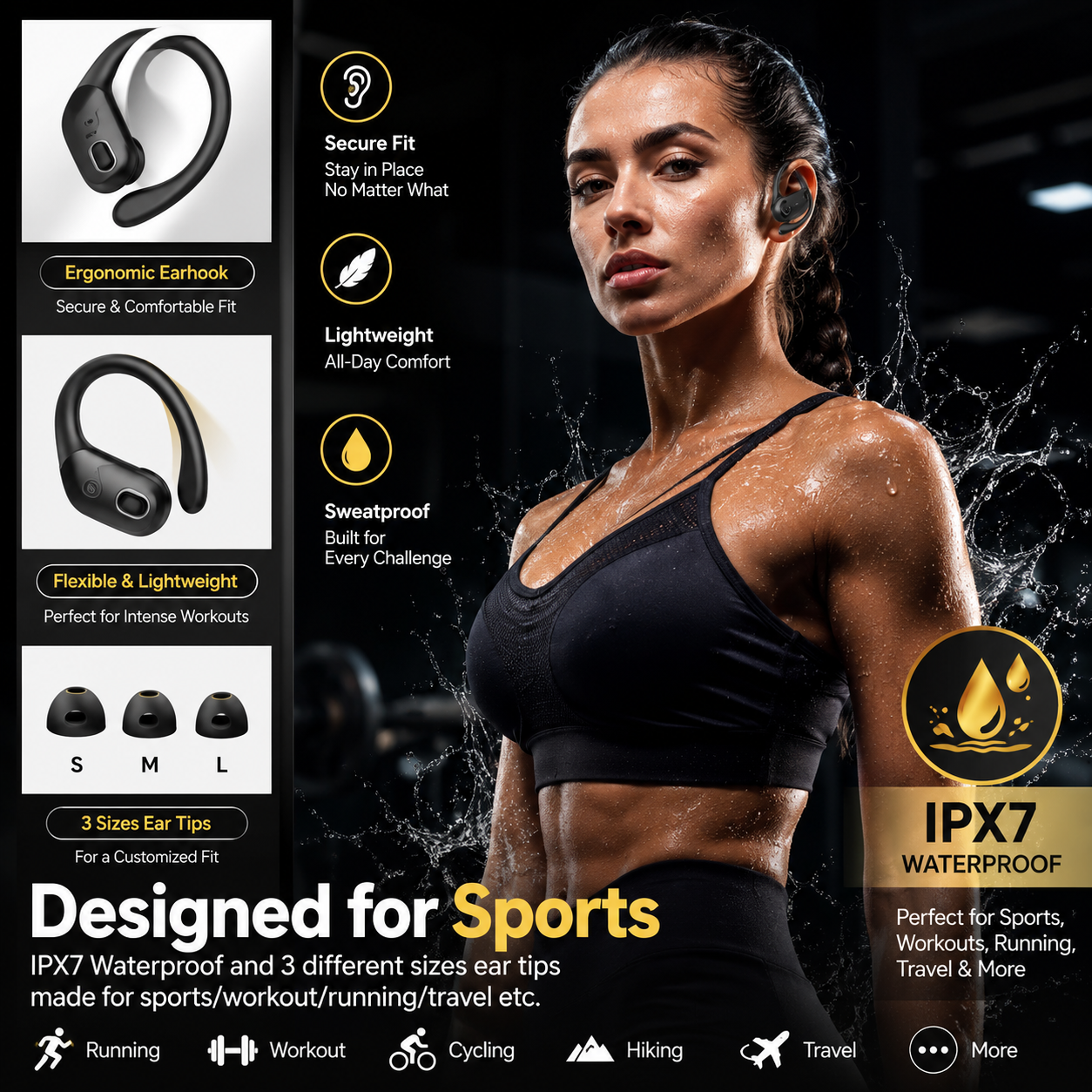 Original GDLYL HD65 TWS Bluetooth V5.4 Headphones Wireless LED Digital Display Earphones Noise Reduction Waterproof Headset New