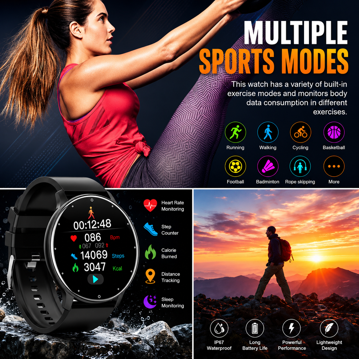 LIGE Bluetooth Smart Watch for Men & Women