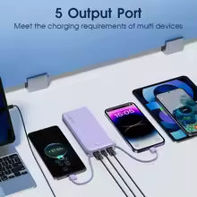 12000mAh Portable Power Bank with Built-in Cables & Wall Plug